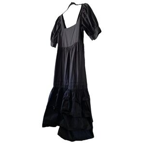 Heritage Black Maxi Dress with Puff Sleeves